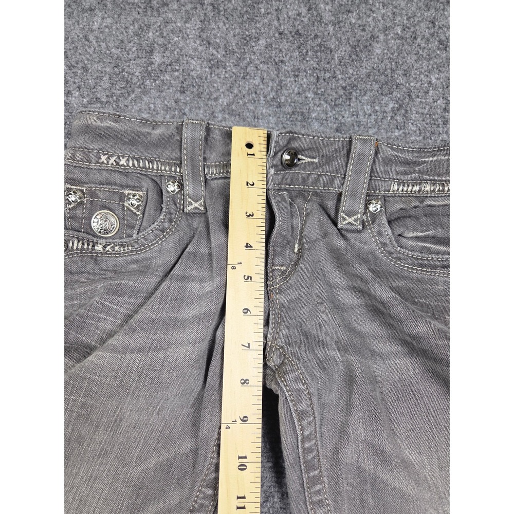 Rock Revival Skinny Jeans Womens 28 Gray Embellished Stitching Low Rise Denim - Picture 7 of 15